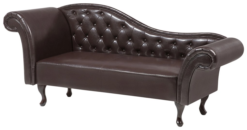 Chaise longue vintage sinistra in pelle sintetica marrone LATTES Beliani