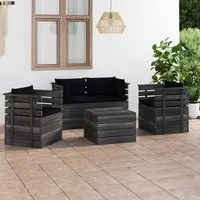 Set Divani da Giardino su Pallet 5 pz con Cuscini Massello Pino cod mxl 40066