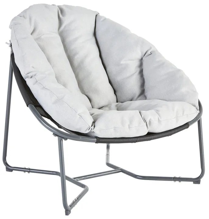 Poltrona da giardino con cuscino grigio e braccioli Cocoon NATERIAL, struttura in acciaio antracite seduta in textilene antracite, L 95.5 x H 80.5 x P 88.5 cm