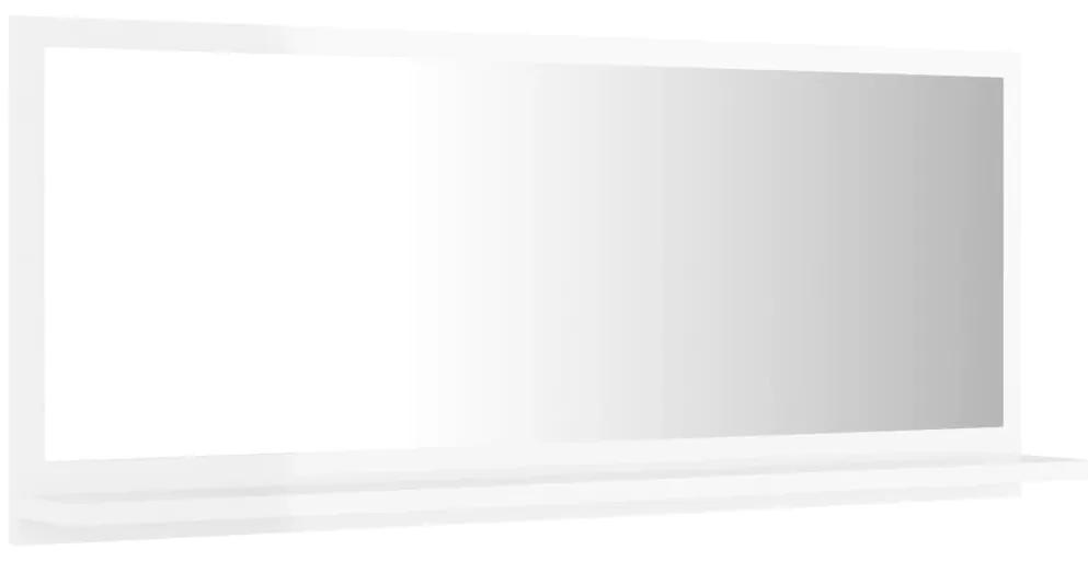 Specchio da Bagno Bianco Lucido 90x10,5x37 cm Legno Multistrato
