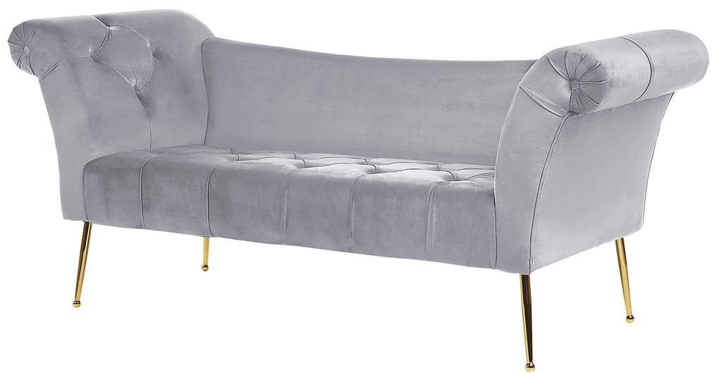 Chaise longue in velluto grigio chiaro NANTILLY Beliani