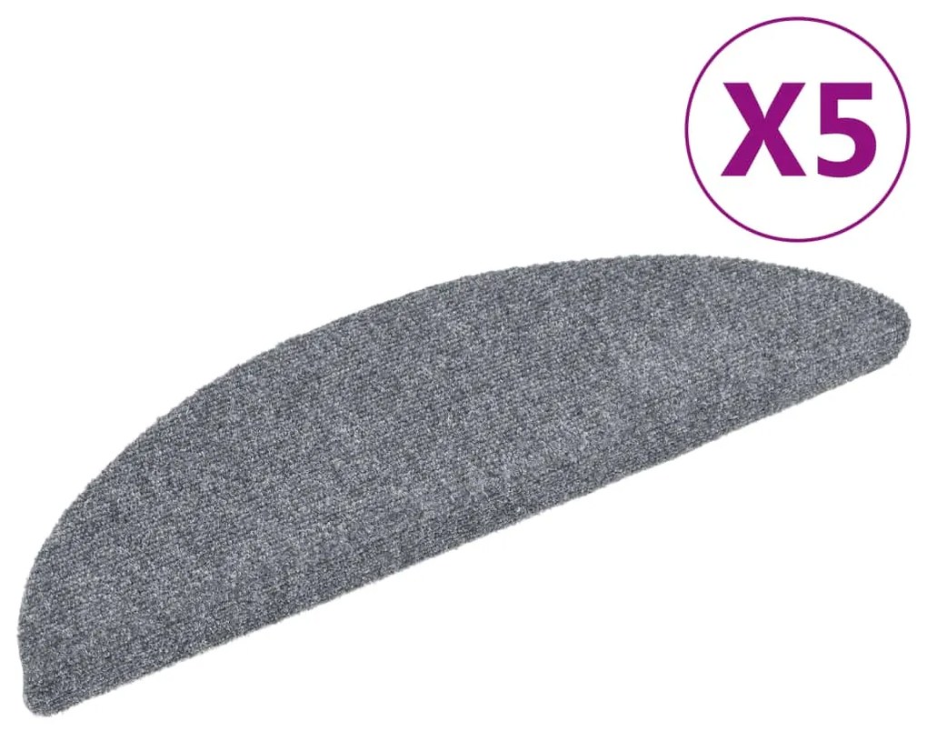 Tappetini Per Scale Adesivi 5 Pz 56x17x3 Cm Grigio Chiaro /