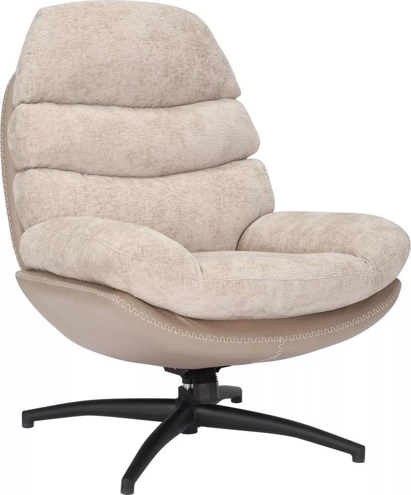 Poltrona Giselle in tessuto e pelle sintetica beige – 77x77x101 cm