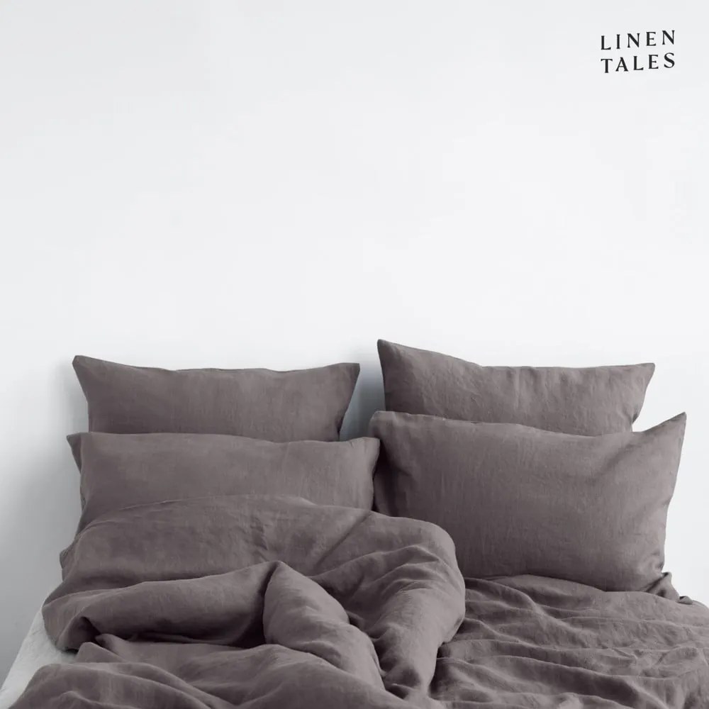 Lenzuola grigio scuro per letto singolo 135x200 cm Dark Grey - Linen Tales