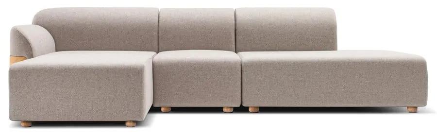Modulo divano grigio chiaro (angolo destro) in misto lana e lino Hugg - Gazzda