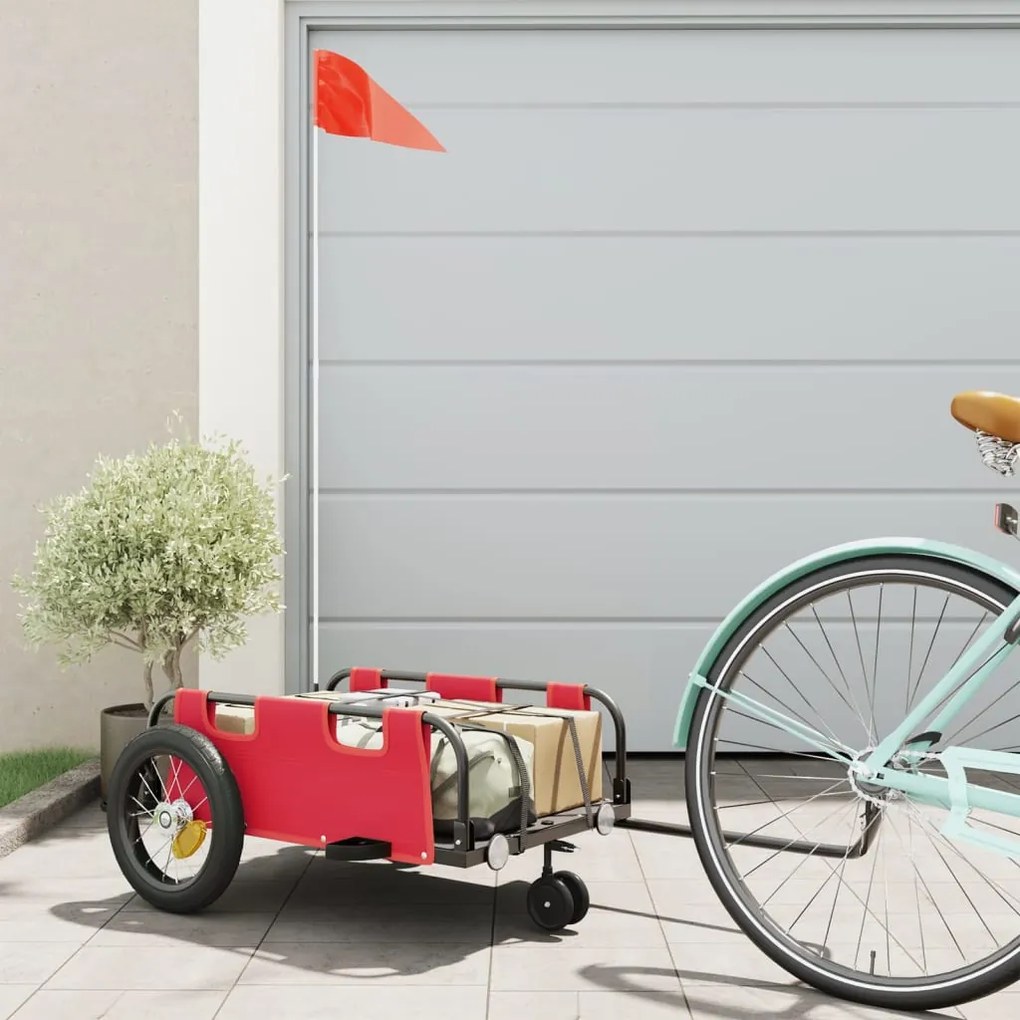 Rimorchio Da Bici Rosso Oxford E Ferro /