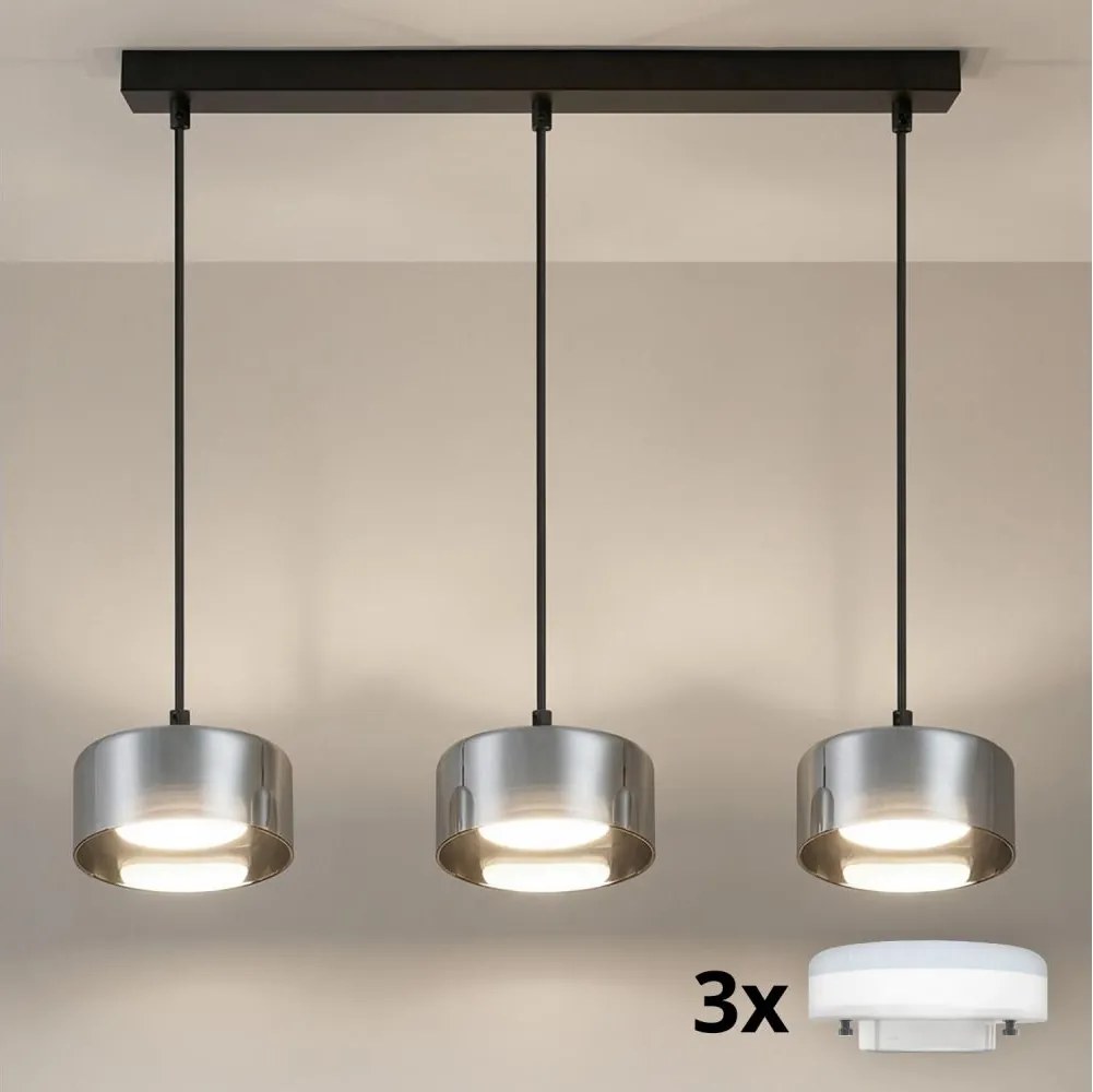 Brilagi - LED Lampadario a cavo AURA LUX 3xGX53/30W/230V nero/fumé