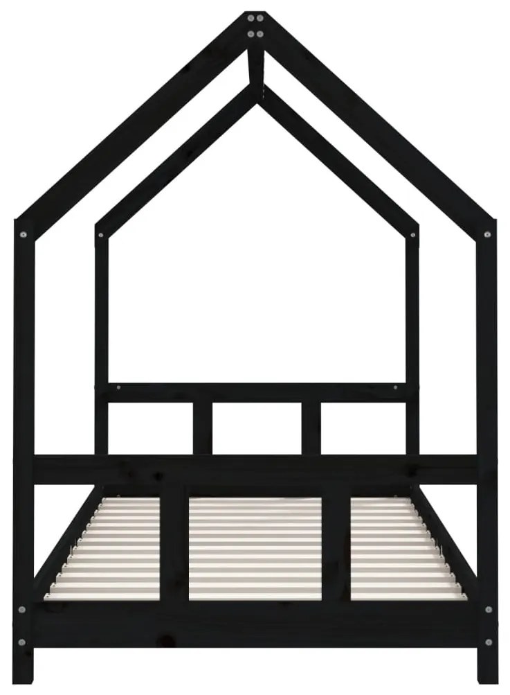 Giroletto per bambini nero 90x200 cm in legno massello di pino