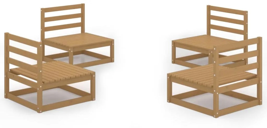 Set divani da giardino 4 pz miele in legno massello di pino