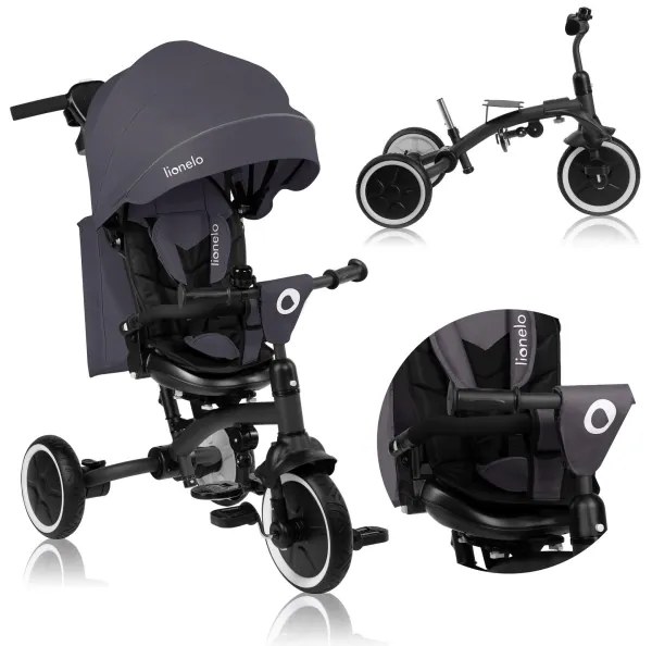 Lionelo - Triciclo per bambini TRIS PLUS Grigio Pietra