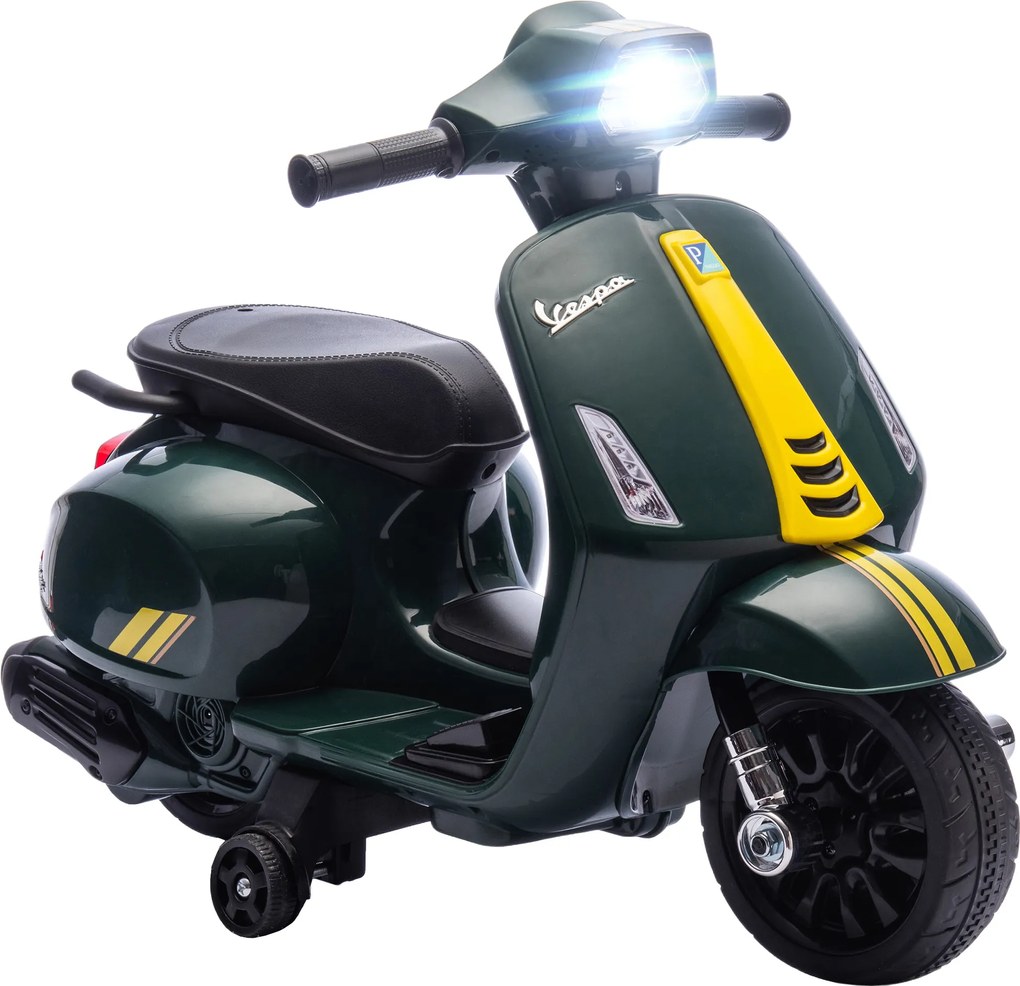 Moto Elettrica per Bambini con Licenza Ufficiale Piaggio Vespa 6V con Rotelle e Luci Verde Scuro...