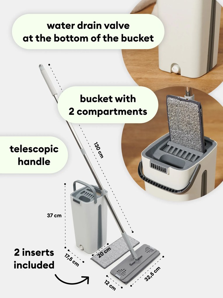 Sinsay - FLOOR MOP & BUCKET - bianco