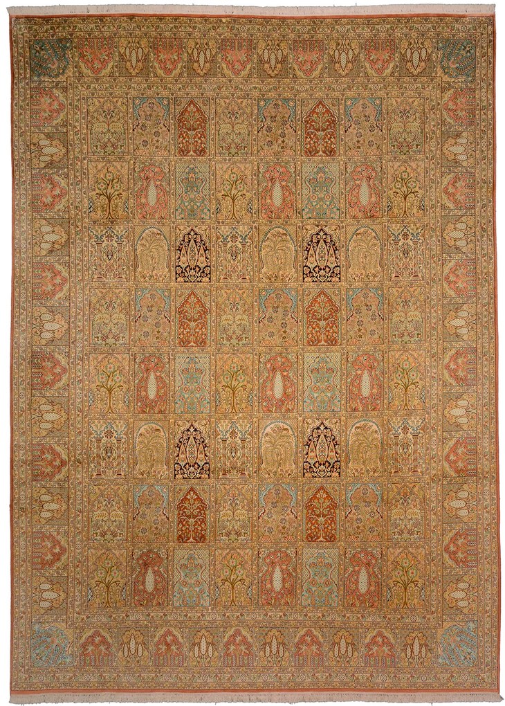 Tappeto 380x280 Beige (Indian) Annodato A Mano