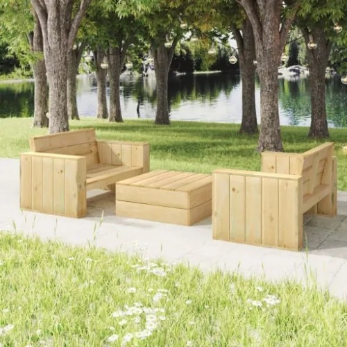 Set Salotto da Giardino 3 pz Legno Massello di Pino Impregnato