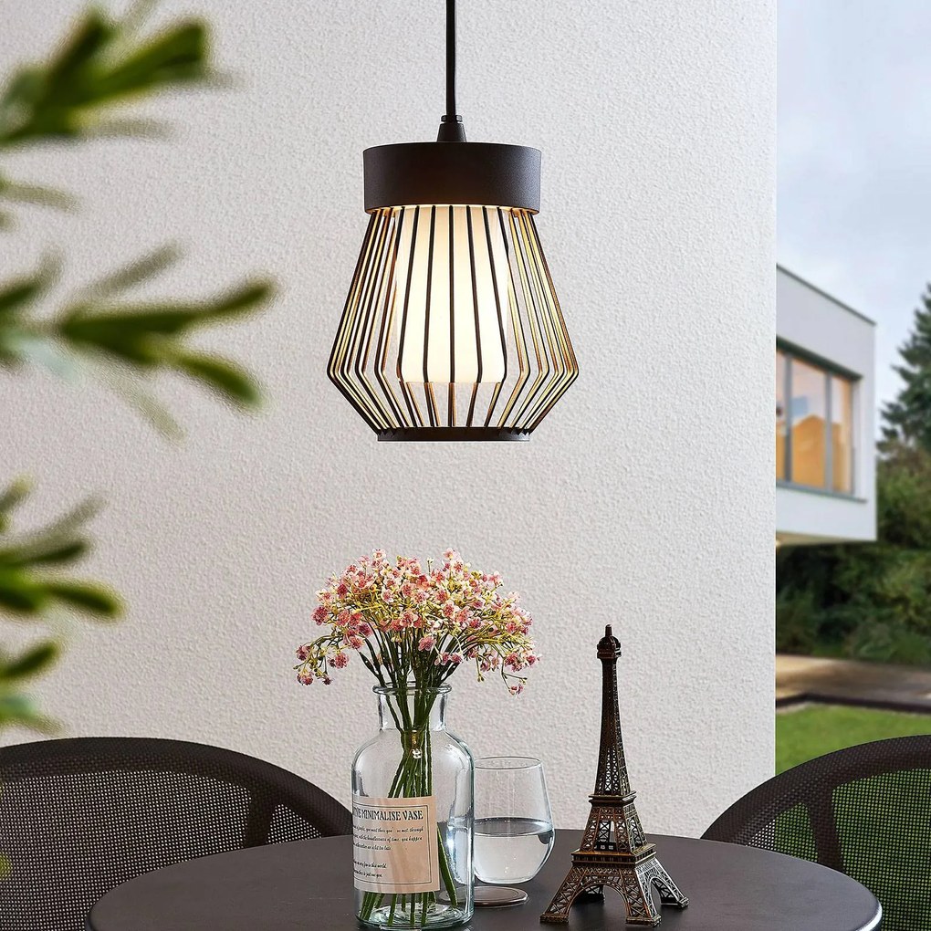 Lindby lampada a sospensione da esterno Vajana, Ø 19 cm, nero, alluminio Vajana Lindby, dimmerabile, Nero, Alluminio, Vintage