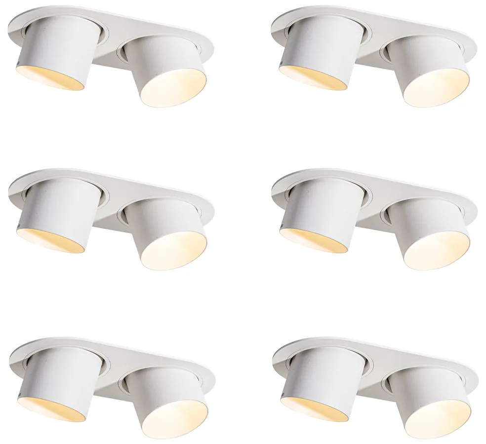 Set di 6 faretti da incasso bianchi GU10 70mm orientabili 2-luci - Installa