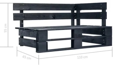 Set Divani a Pallet e Cuscini 6 pz in Pino Impregnato Nero