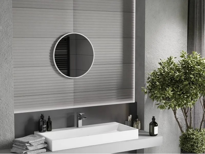Mexen Loft specchio da bagno rotondo 50 cm, cornice bianca - 9850-050-050-000-20