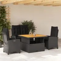 Set da Pranzo da Giardino 4 pz con Cuscini Nero in Polyrattancod mxl 116940