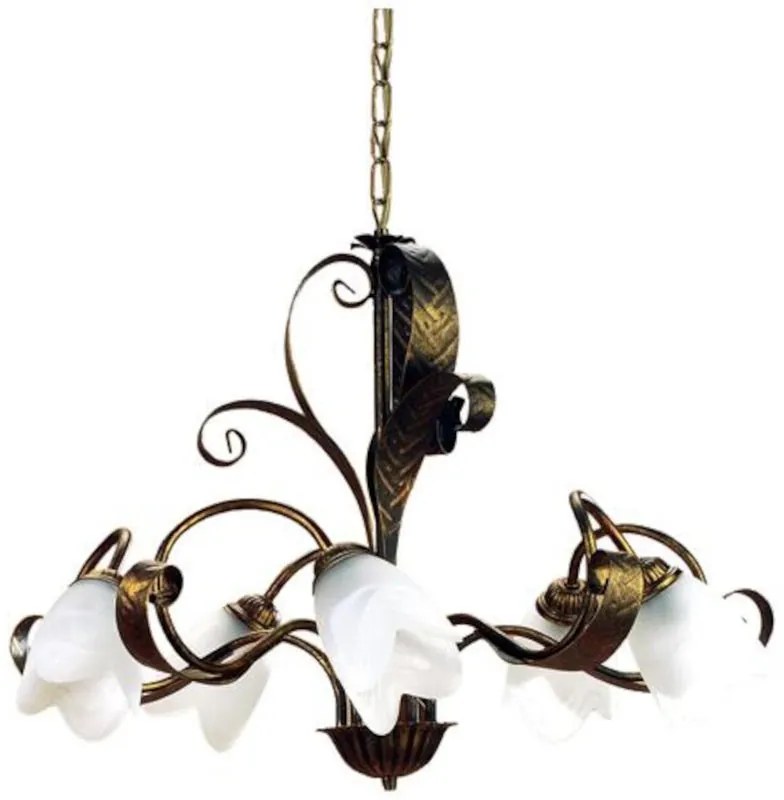 Lampadario Rustico Lampadario Rustico Sonia 5x E14 marrone paralume marrone 5x E14