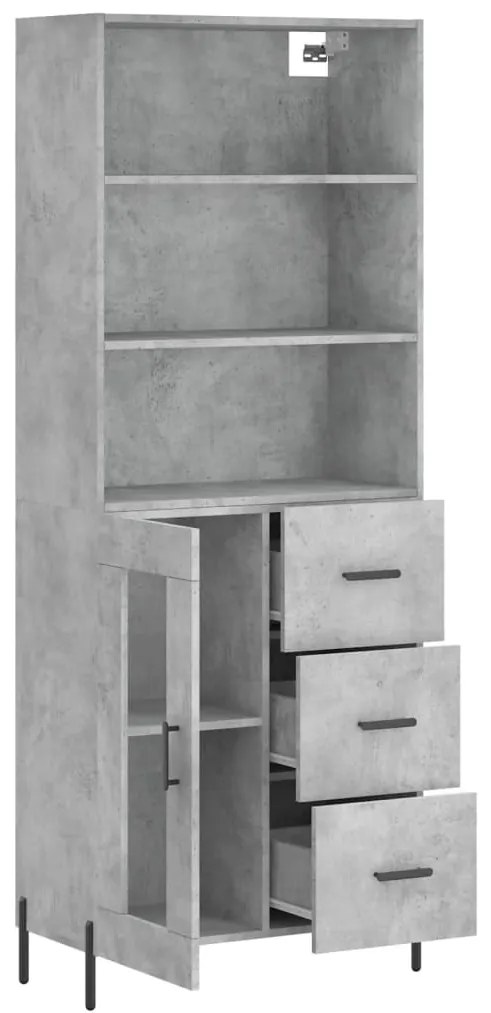 Credenza Grigio Cemento 69,5x34x180 cm in Legno Multistrato