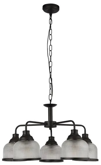 Searchlight 1685-5BK - Lampadario a sospensione con catena BISTRO 5xE27/60W/230V nero