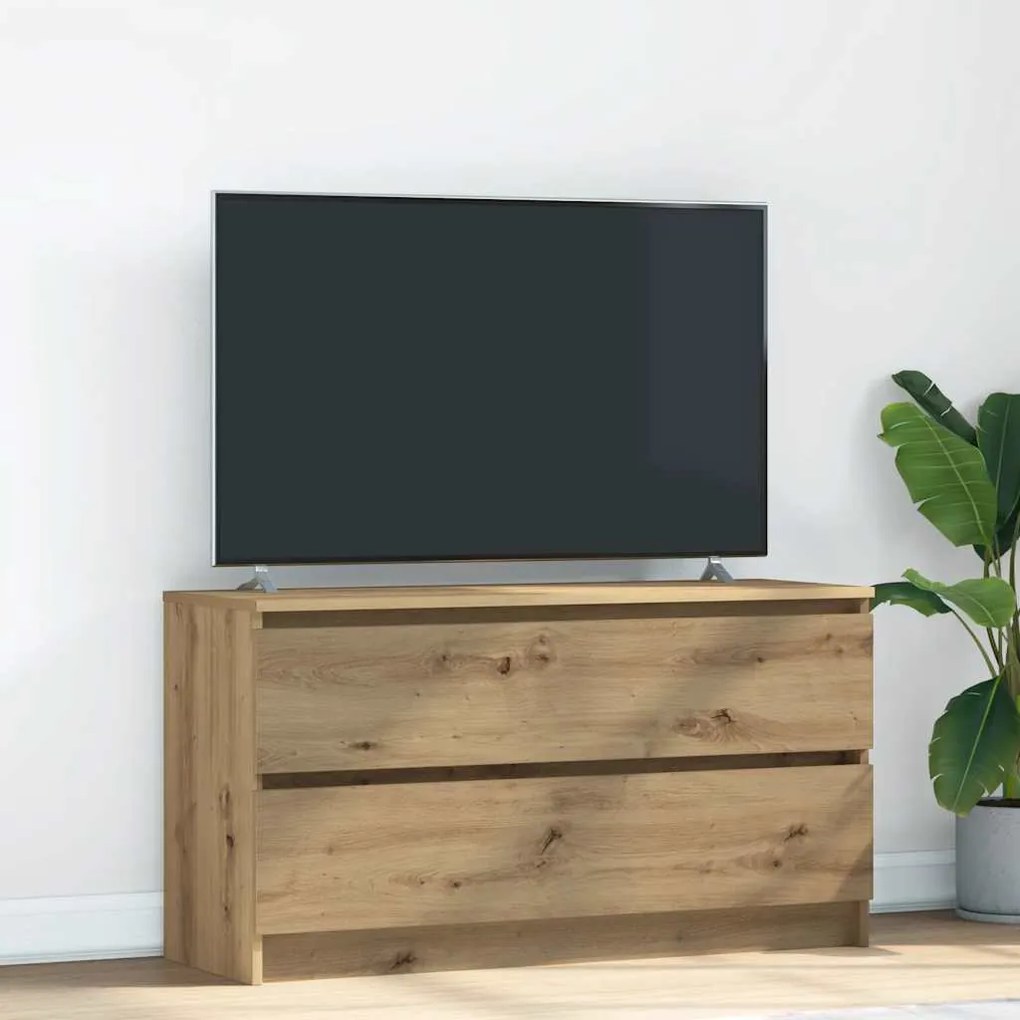 Mobile Tv Rovere Artigianale 100x35x54 Cm İn Legno Multistrato /