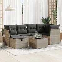 Set Divani da Giardino 7pz con Cuscini Grigio Chiaro Polyrattan 3325298