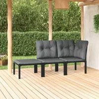 Set Salotto da Giardino 3 pz Nero e Grigio in Polyrattancod mxl 76716