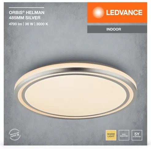 Ledvance - Plafoniera LED ORBIS HELMAN LED/36W/230V diametro 48,5 cm argento