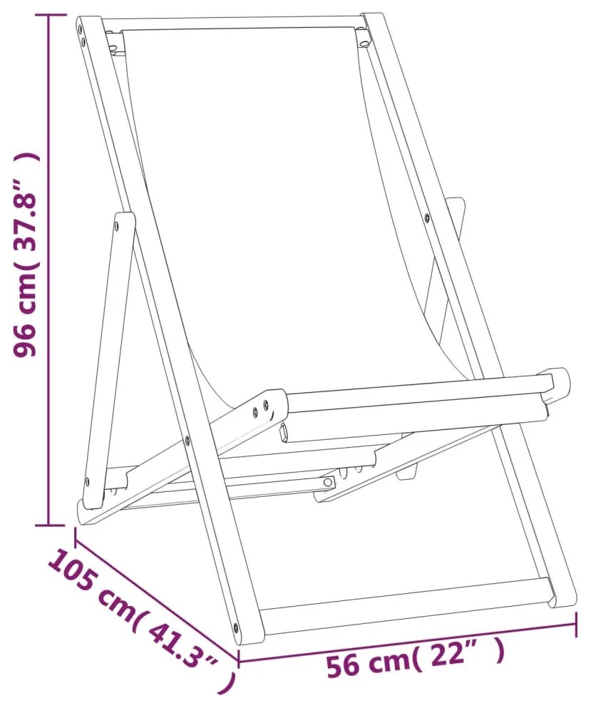 Sedia a Sdraio in Legno di Teak 56x105x96 cm Crema