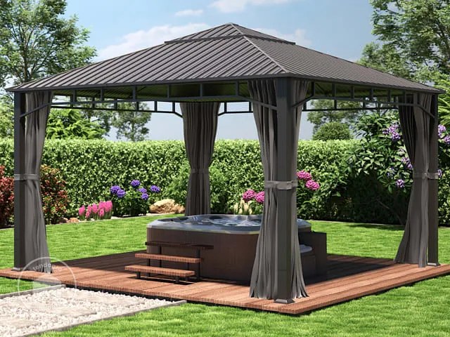 TOOLPORT Gazebo da giardino Hardtop Sunset Superior, loft grigio, 4x4 m - (300195)