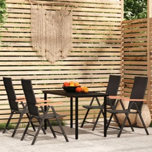 Set da Pranzo da Giardino 5 pz Nero