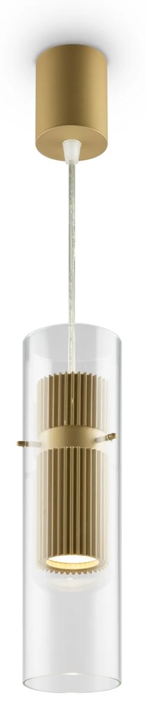 Lampadario A Sospensione Moderno Dynamics Alluminio Oro Vetro 1 Luce Gu10 50W