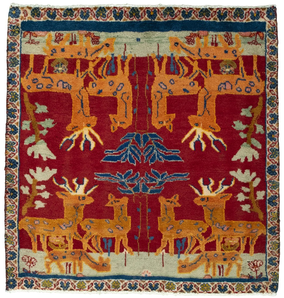 Shiraz Tappeto 70x70 Rosso (Iran) Annodato A Mano