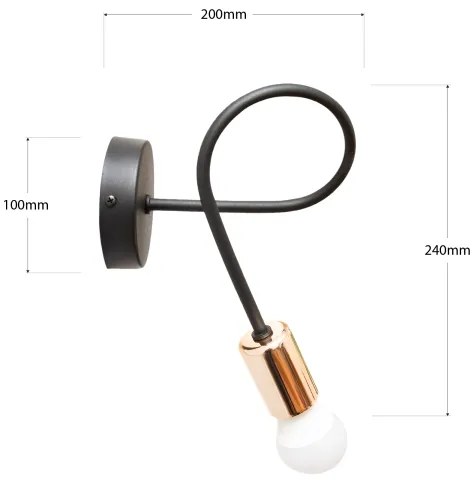 Applique TUBE 1xE27/15W/230V nero