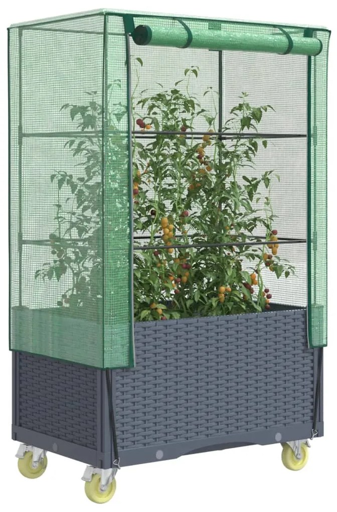 Letto Rialzato Con Copertura E Ruote Effetto Rattan 80x50x182cm /
