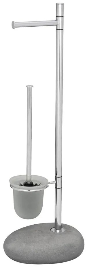 WENKO 19494100 - Spazzola per WC PEBBLE STONE 23,5x70 cm cromo lucido/grigio/satinato
