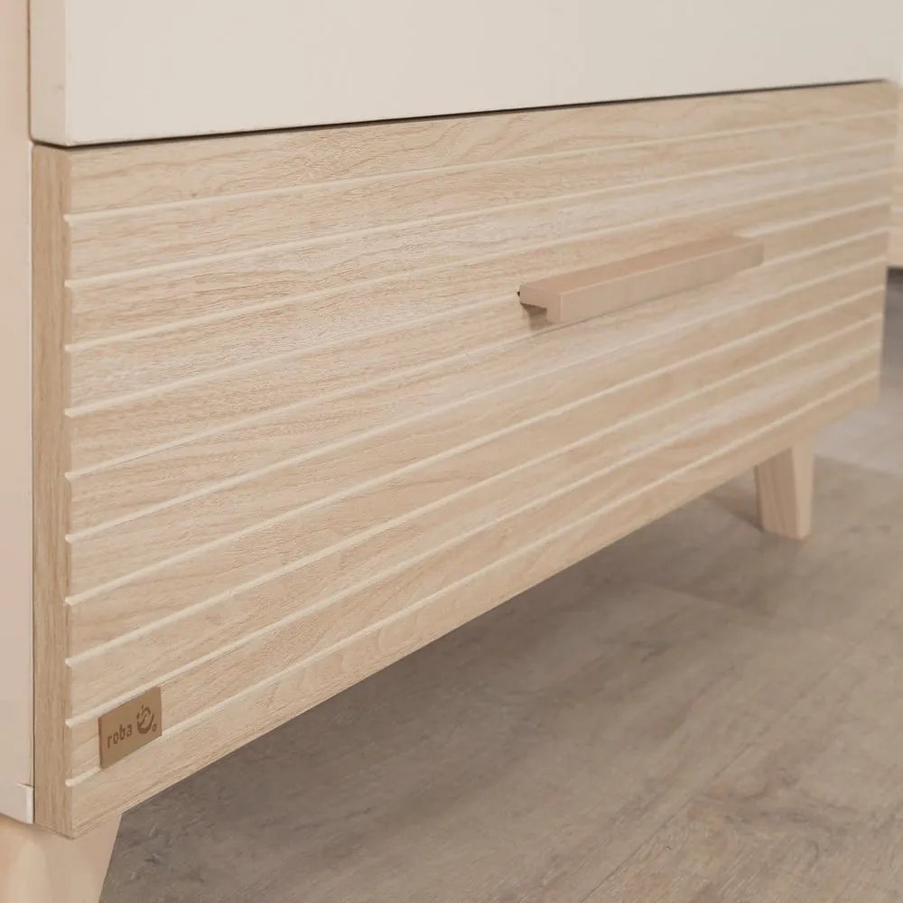 Cassettiera per bambini color crema/di colore naturale con effetto rovere con fasciatoio 110x98x75 cm Sidney – Roba