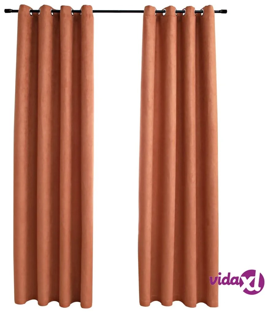 vidaXL Tende Oscuranti con Anelli in Metallo 2 pz Ruggine 140x245 cm