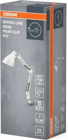 Osram - Lampada da scrivania con morsetto DESK LINE 1xE27/11W/230V bianca