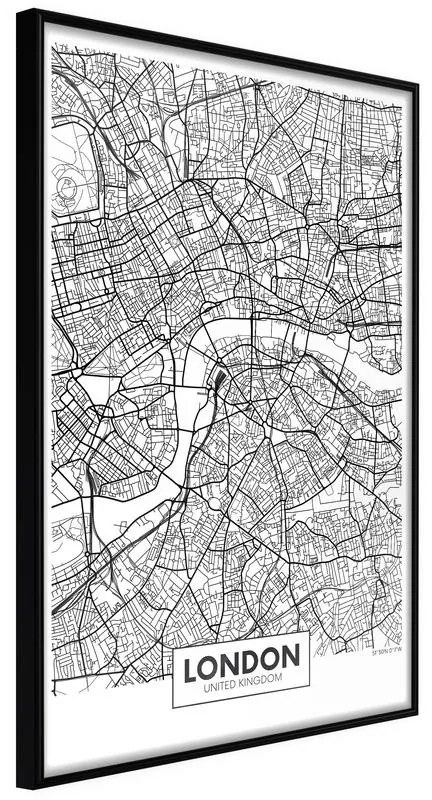 Poster  City Map: London  Cornice Quadri Cornice nera, Larghezza x Altezza Home decor 30x45