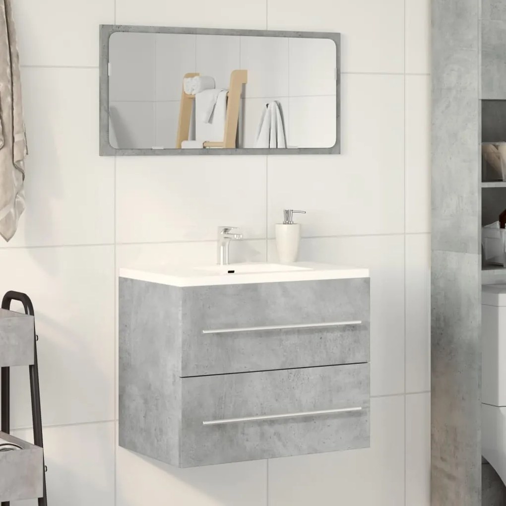 Mobile lavabo grigio cemento 60x38,5x48 cm in legno multistrato