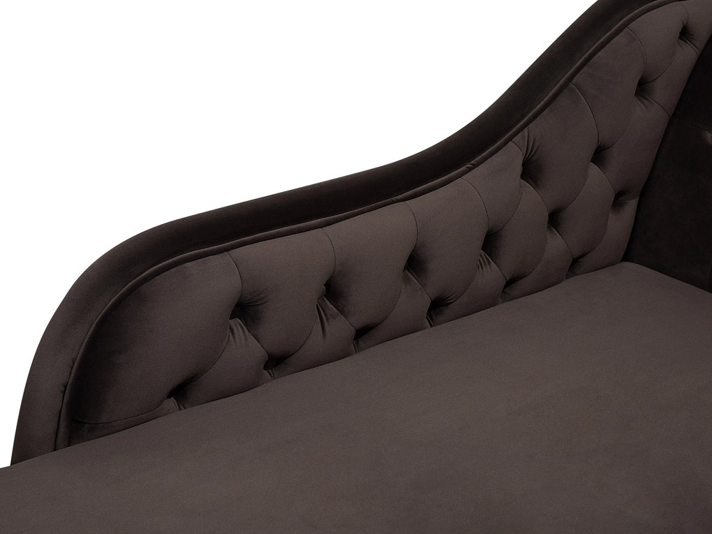 Chaise longue destra in velluto marrone NIMES Beliani