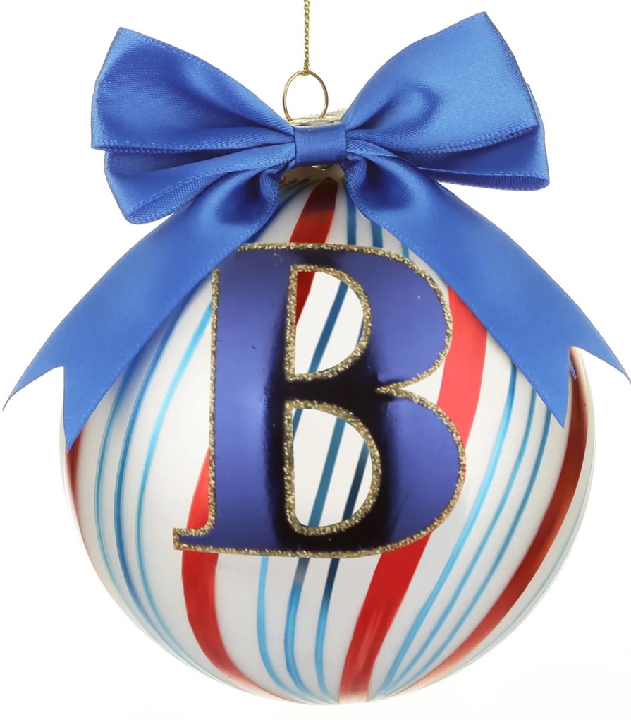 Pallina Natale con lettera B 10 cm Circus blu
