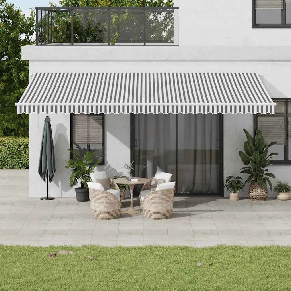 Tenda Sole Retrattile Automatica 600x300 Cm Antracite E Bianco /