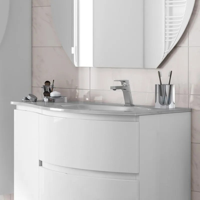 Lavabo da appoggio Sting a incasso rettangolare in vetro L 104 x P 52 x H 16 cm bianco