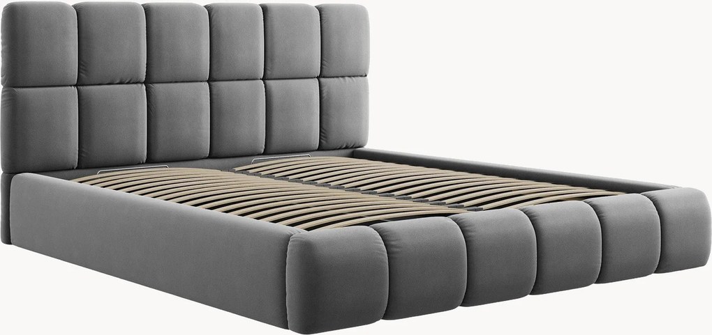 Letto imbottito effetto velluto con contenitore Tropea