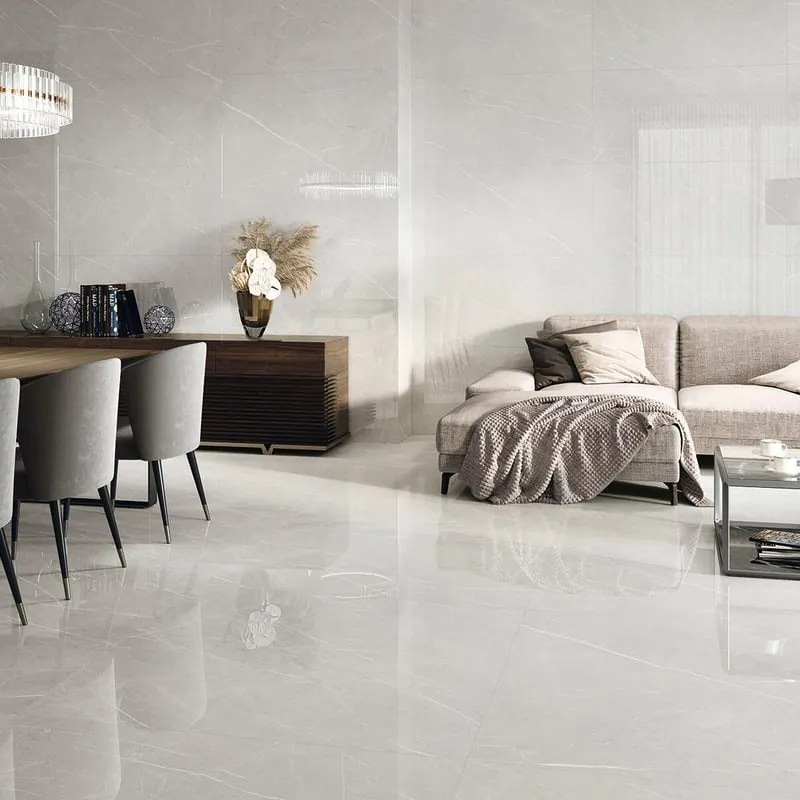 Piastrella da pavimento e rivestimento interno 60 x 120 cm Sp. 9 mm rettificato Eternal Pearl Pulido in gres porcellanato grigio lucido traffico intenso (pei 4/5) 1.44 mq