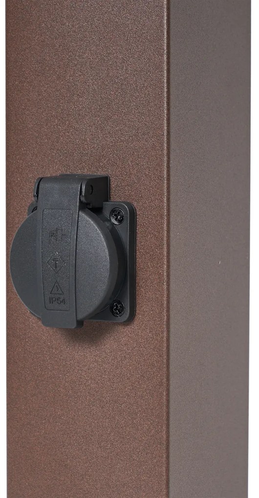Lampada da esterno marrone ruggine con vetro trasparente 80 cm IP44 con presa e sensore di movimento - Malios